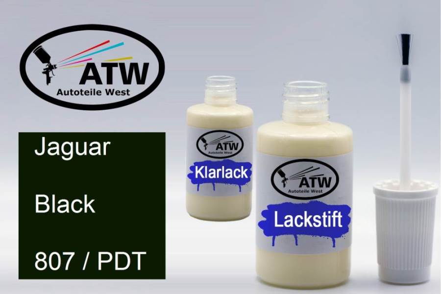 Jaguar, Black, 807 / PDT: 20ml Lackstift + 20ml Klarlack - Set, von ATW Autoteile West.